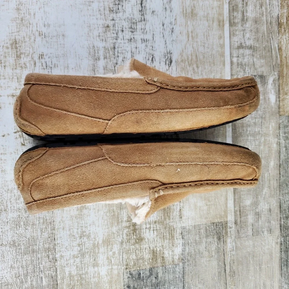UGG Ascot Mens Slipper Loafers Sz 9 3E‎ Chestnut Suede Comfort Slip On Round Toe